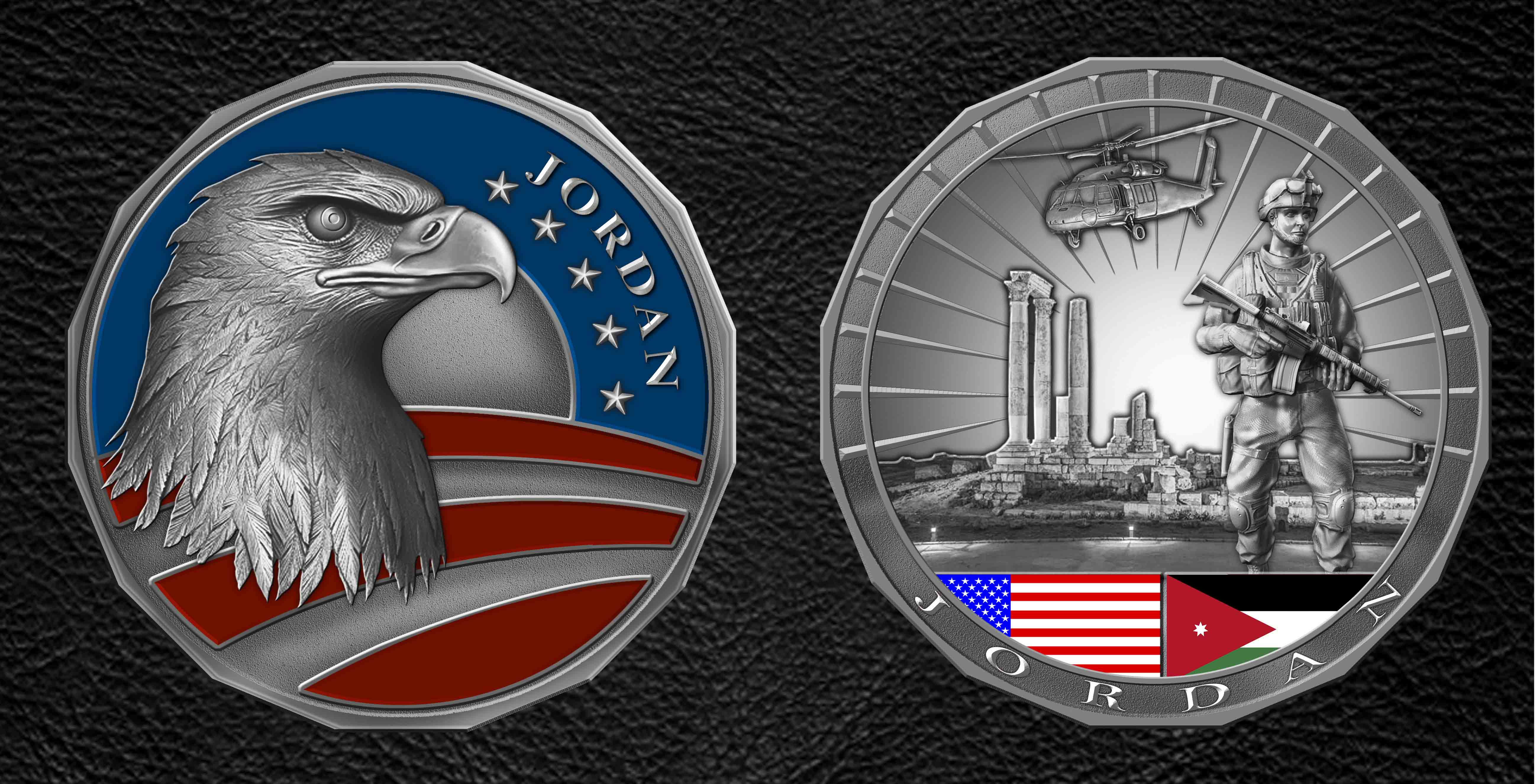 Challenge Coin - Eagle Blackhawk and Soldier Jordan