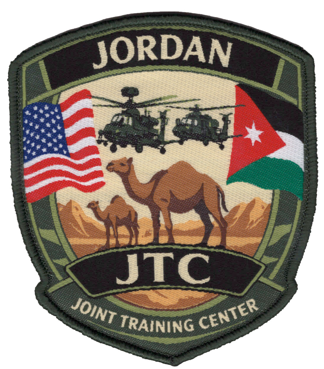 Jordan JTC Military Patch With Helicopters Camels USA and Jordan Flags