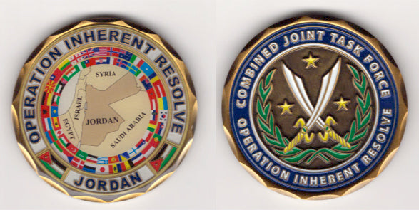 Challenge Coin - Operation Inherent Resolve Jordan Map and Flags