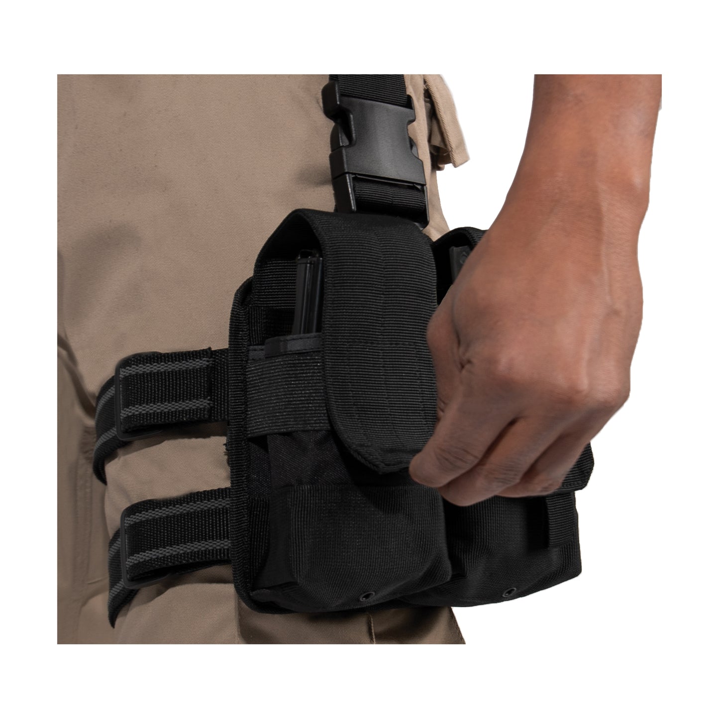 Rothco Drop Leg Double Mag Pouch - Black