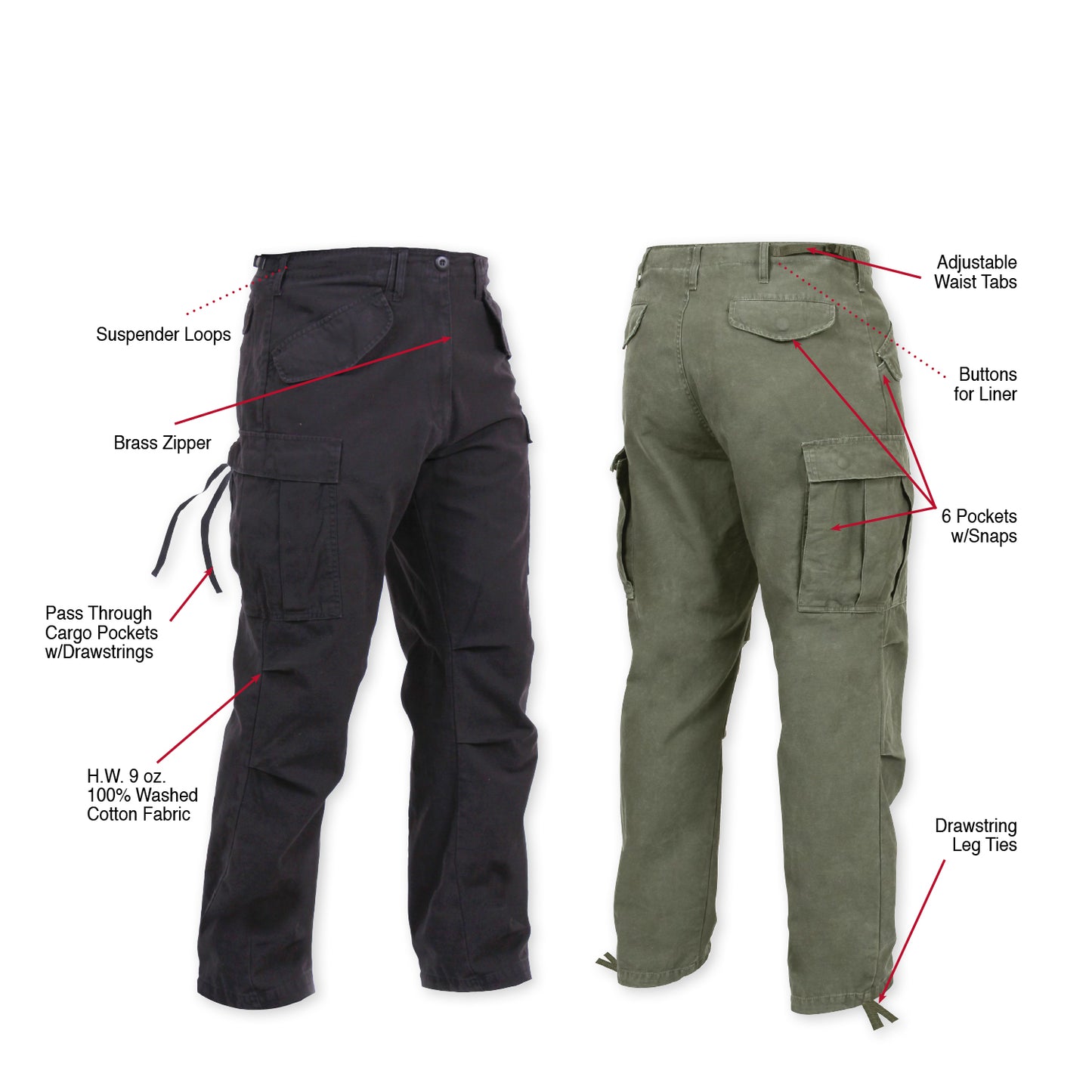 Rothco Vintage M-65 Field Pants - Black