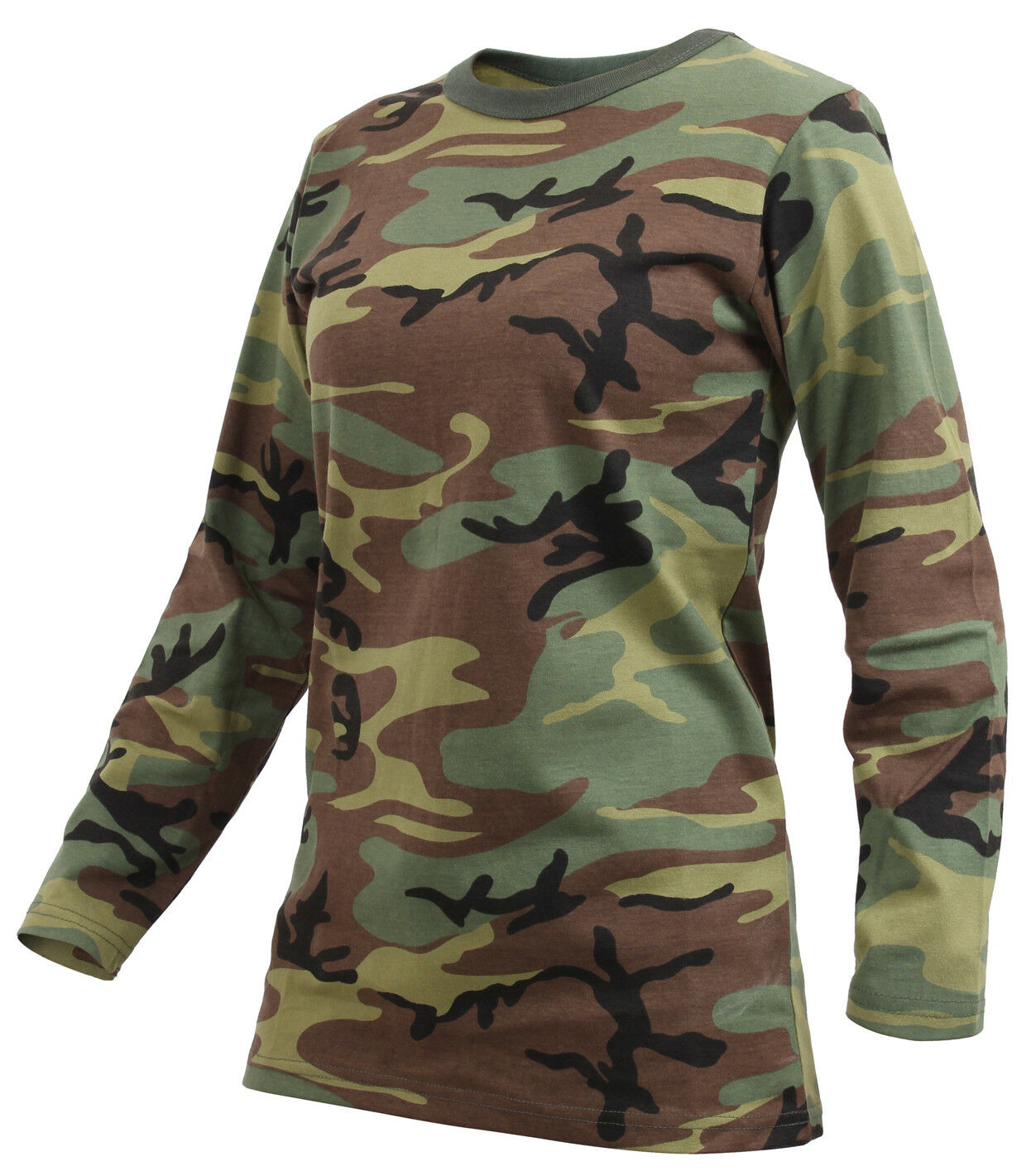Womens LS Camo T-shirt Woodland Camouflage Long Sleeve Tee Shirt Rothco 3678
