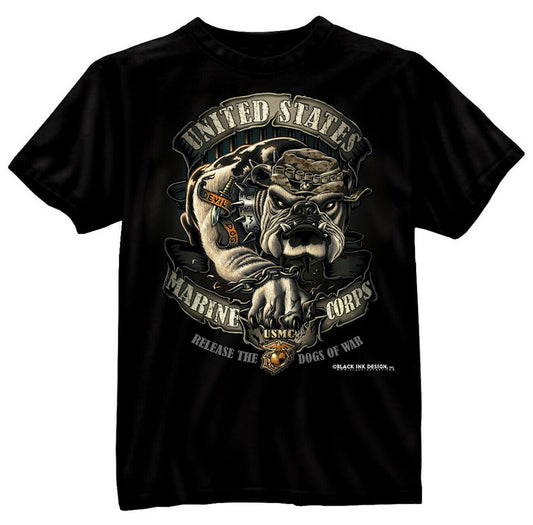 Black Ink USMC Bulldog Marines T-Shirt