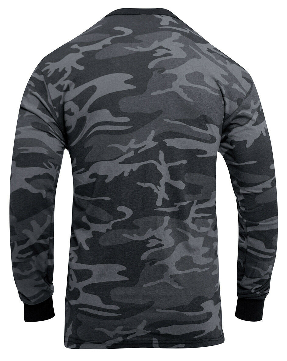 Rothco Long Sleeve Color Camo T-Shirt - Black Camo