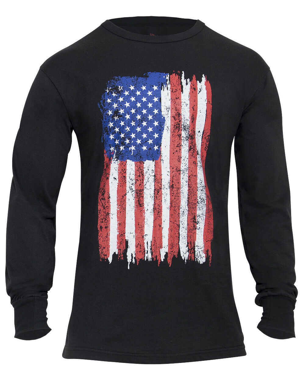 Rothco US Flag Long Sleeve T-Shirt - Black