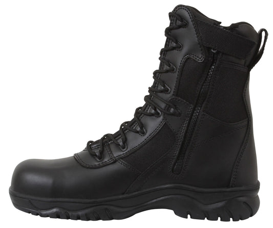 Rothco Forced Entry Tactical Boot With Side Zipper & Composite Toe - 8 Inch Black