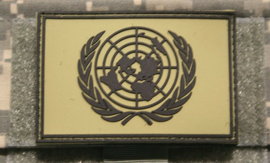 un flag patch pvc green hook and loop backing united nations tactical 3" x 2"