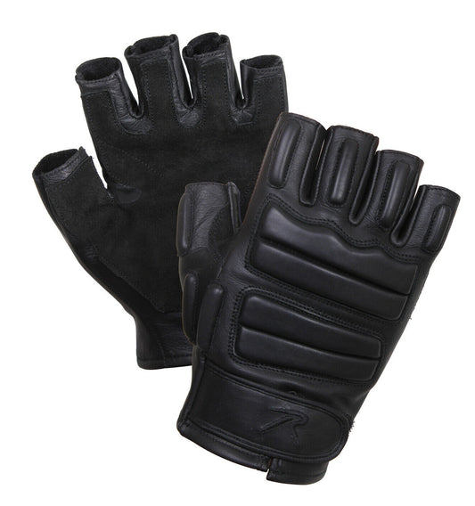 Tactical Padded Fingerless Gloves One Pair Black Impact Protection Rothco 2817
