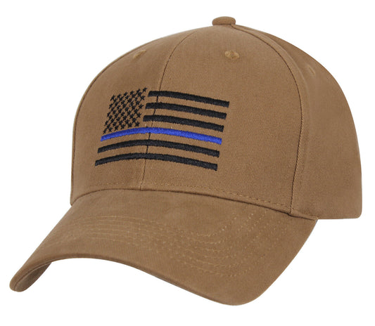Rothco Thin Blue Line Flag Low Profile Cap - Coyote Brown