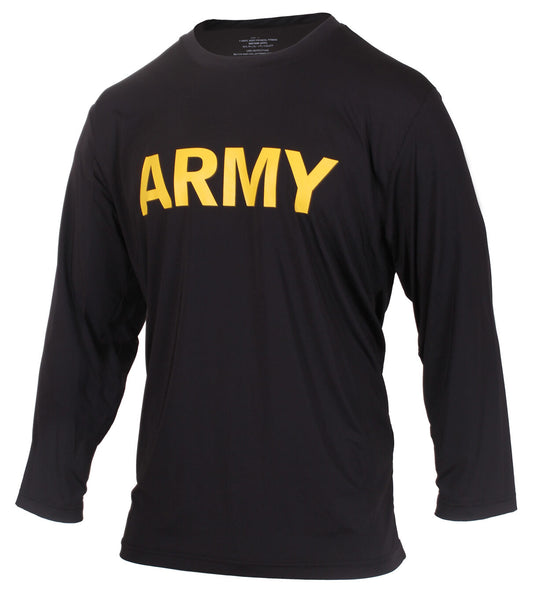 Rothco Long Sleeve Army PT Shirt Moisture Wicking - Black