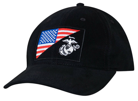 USMC Military Cap Globe Anchor Black Marine Low Profile Cotton Baseball Hat 4373