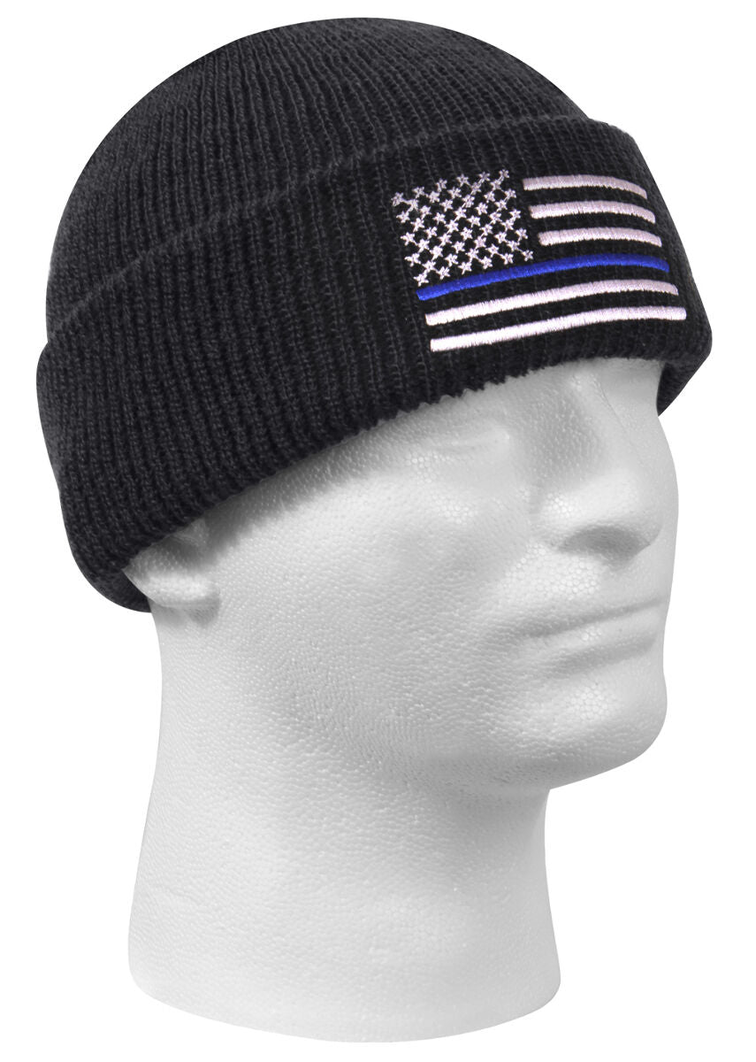 Police Thin Blue Line Watch Cap Acrylic Winter Hat Rothco 50342
