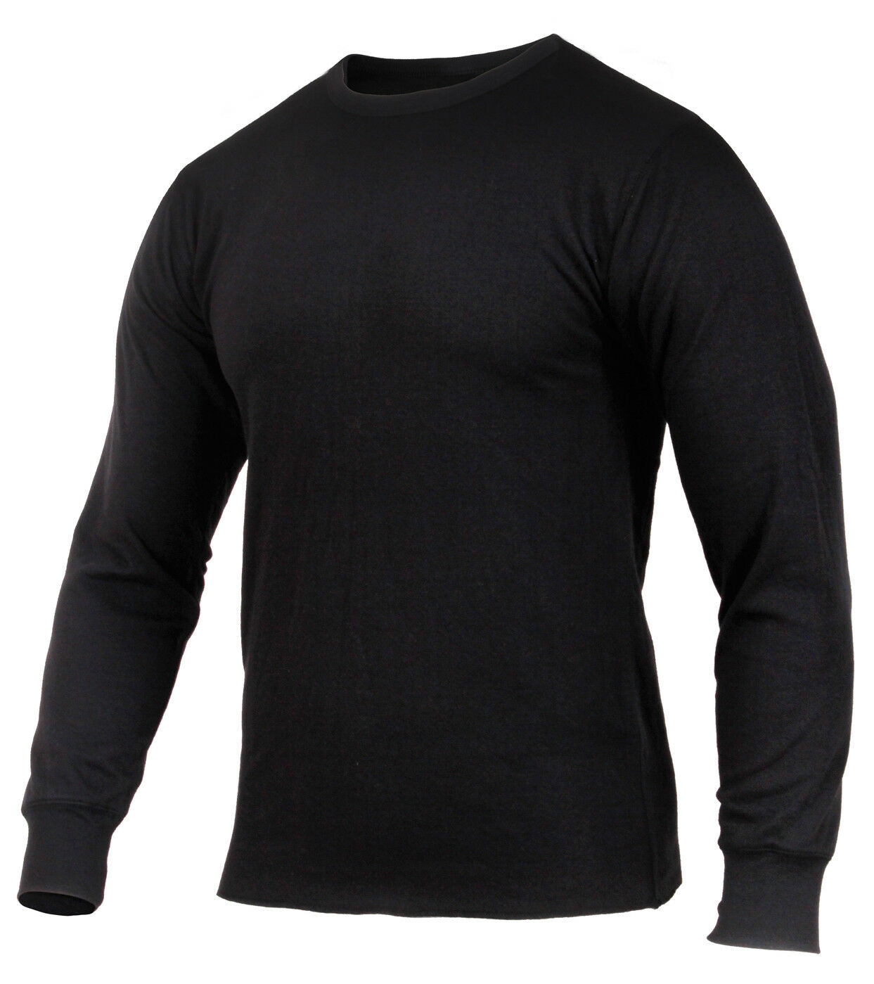 Thermal Cotton Polyester Top Shirt Long Sleeves Mid Weight Black Rothco 2827