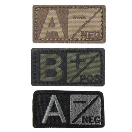 TACTICAL BLOOD TYPE PATCH MILITARY BLOODTYPE PATCH HOOK BACKING CONDOR 229