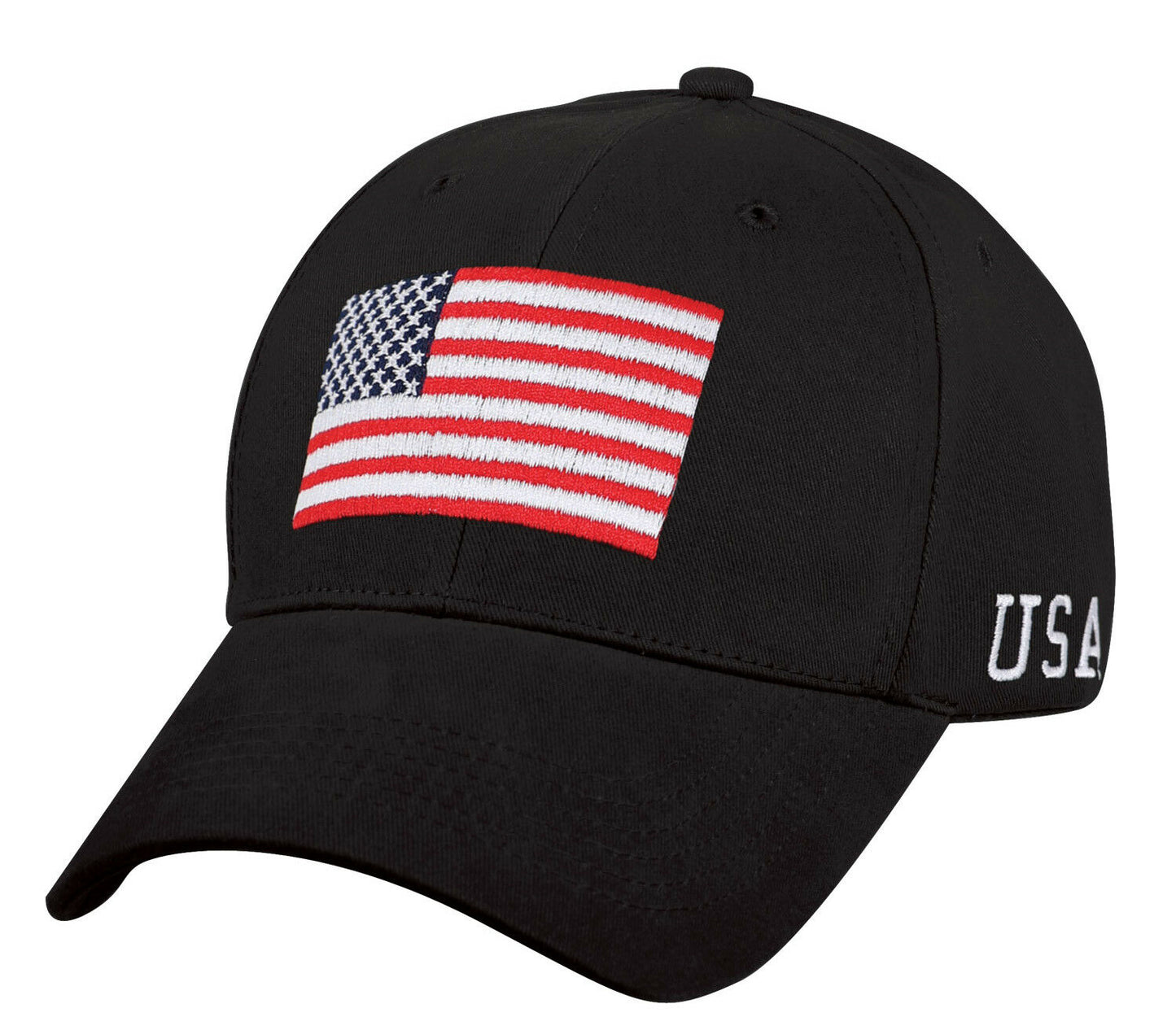 US Patriotic USA Flag Low Profile Baseball Cap Black Hat Ballcap Rothco 4619