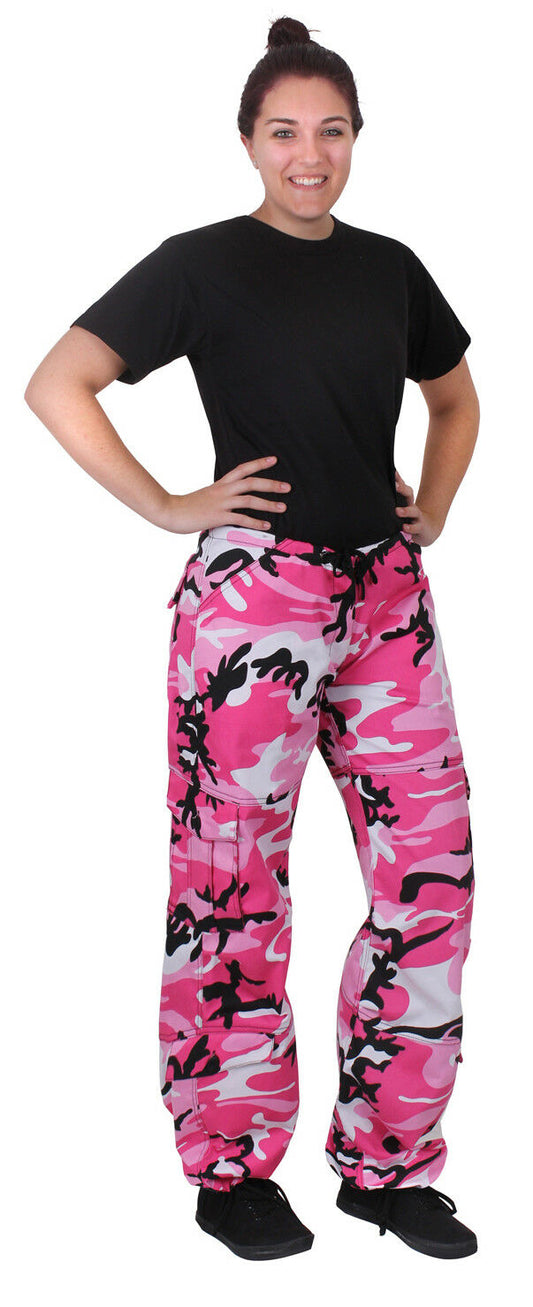 Rothco Womens Paratrooper Colored Camo Fatigues - Pink Camo