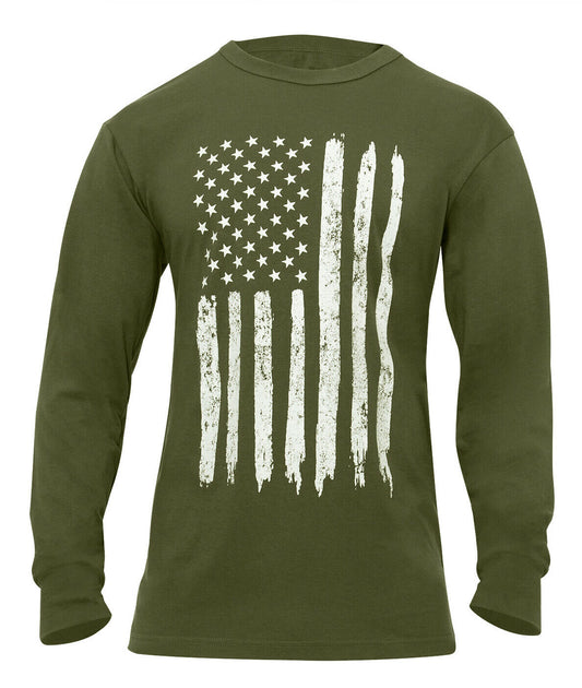 Rothco US Flag Long Sleeve T-Shirt - Olive Drab Green