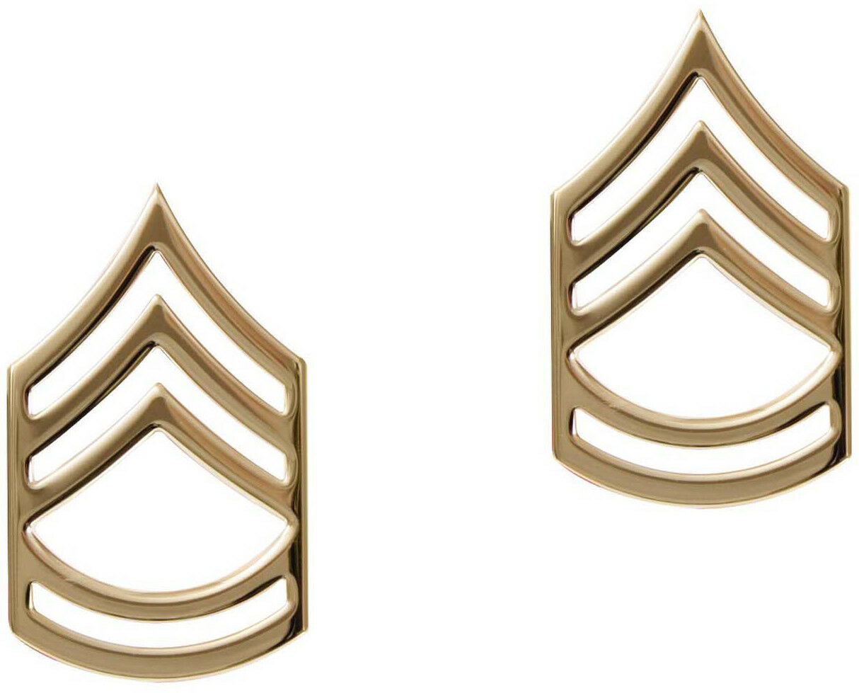 US Army Sergeant 1st Class E7 Insignia Gold One Pair Military Approved 1645