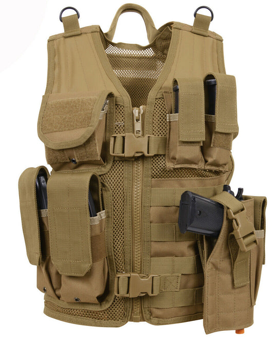 Rothco Kid's Tactical Cross Draw Vest - Coyote Brown