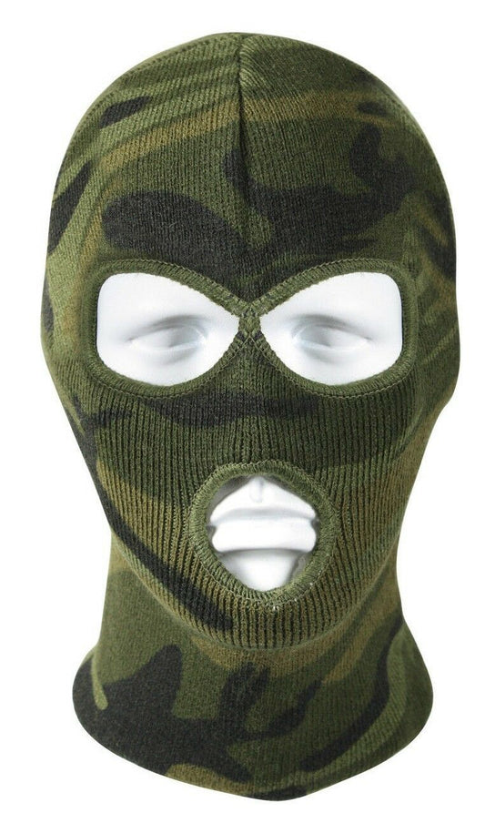 Rothco Camo 3-Hole Face Mask - Woodland