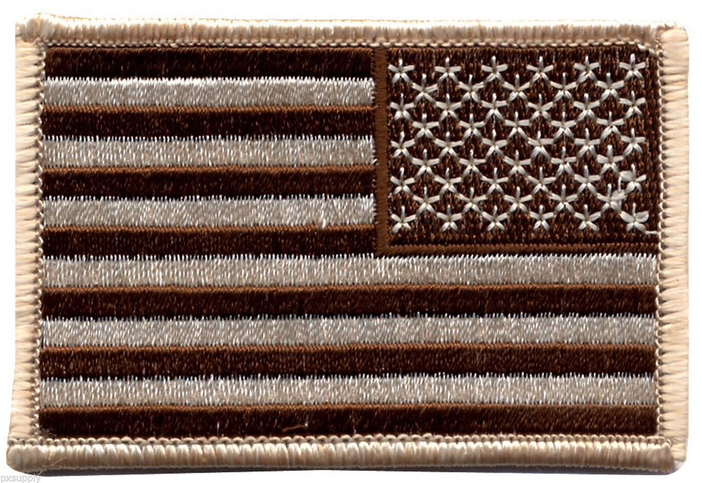 USA US Flag Patch Tan Reversed Iron Sew On