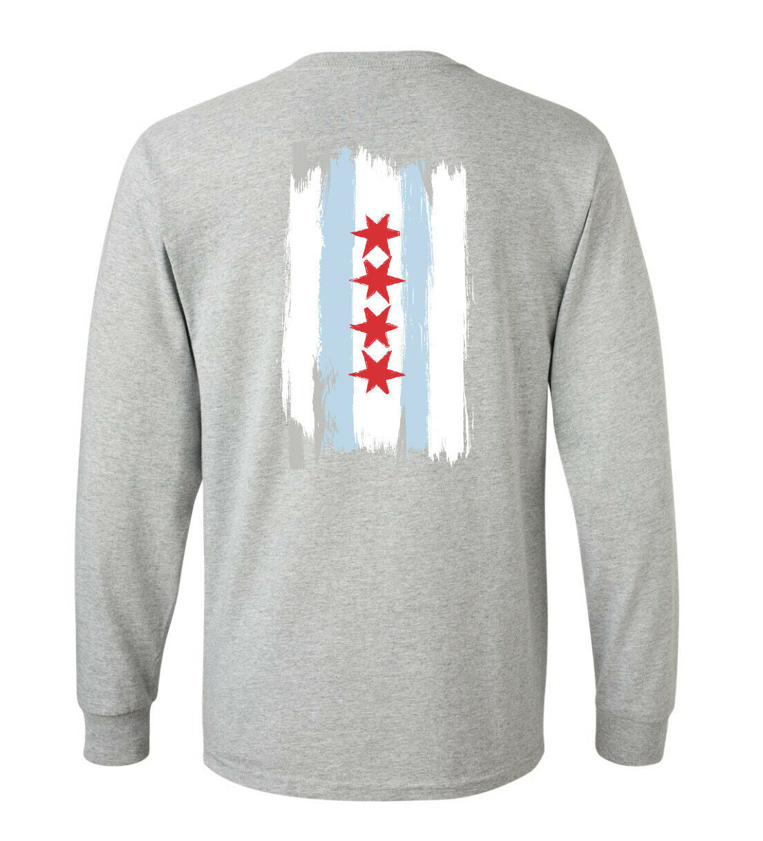 Long Sleeves Chicago Flag T-shirt - Grey