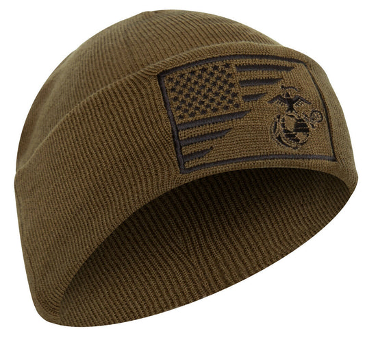 Rothco USMC Eagle, Globe and Anchor / US Flag Deluxe Fine Knit Watch Cap