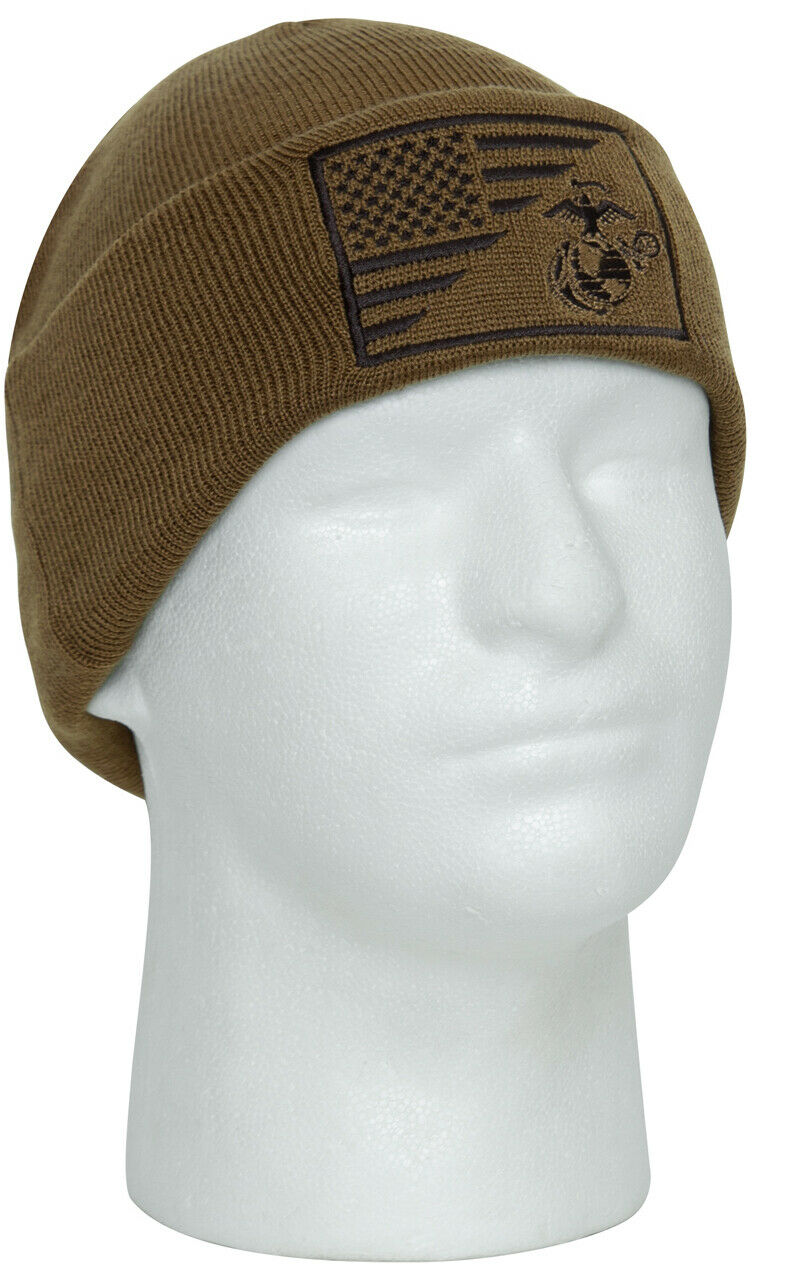 Rothco USMC Eagle, Globe and Anchor / US Flag Deluxe Fine Knit Watch Cap
