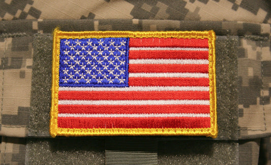 usa flag patch red white blue embroidered hook and loop backing tactical 3" x 2"