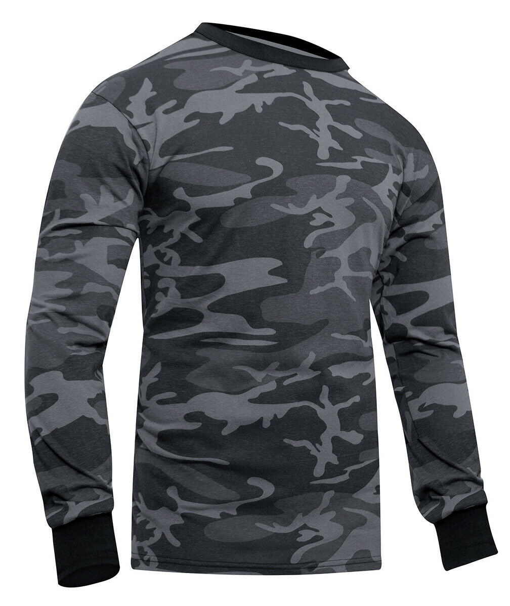 Rothco Long Sleeve Color Camo T-Shirt - Black Camo