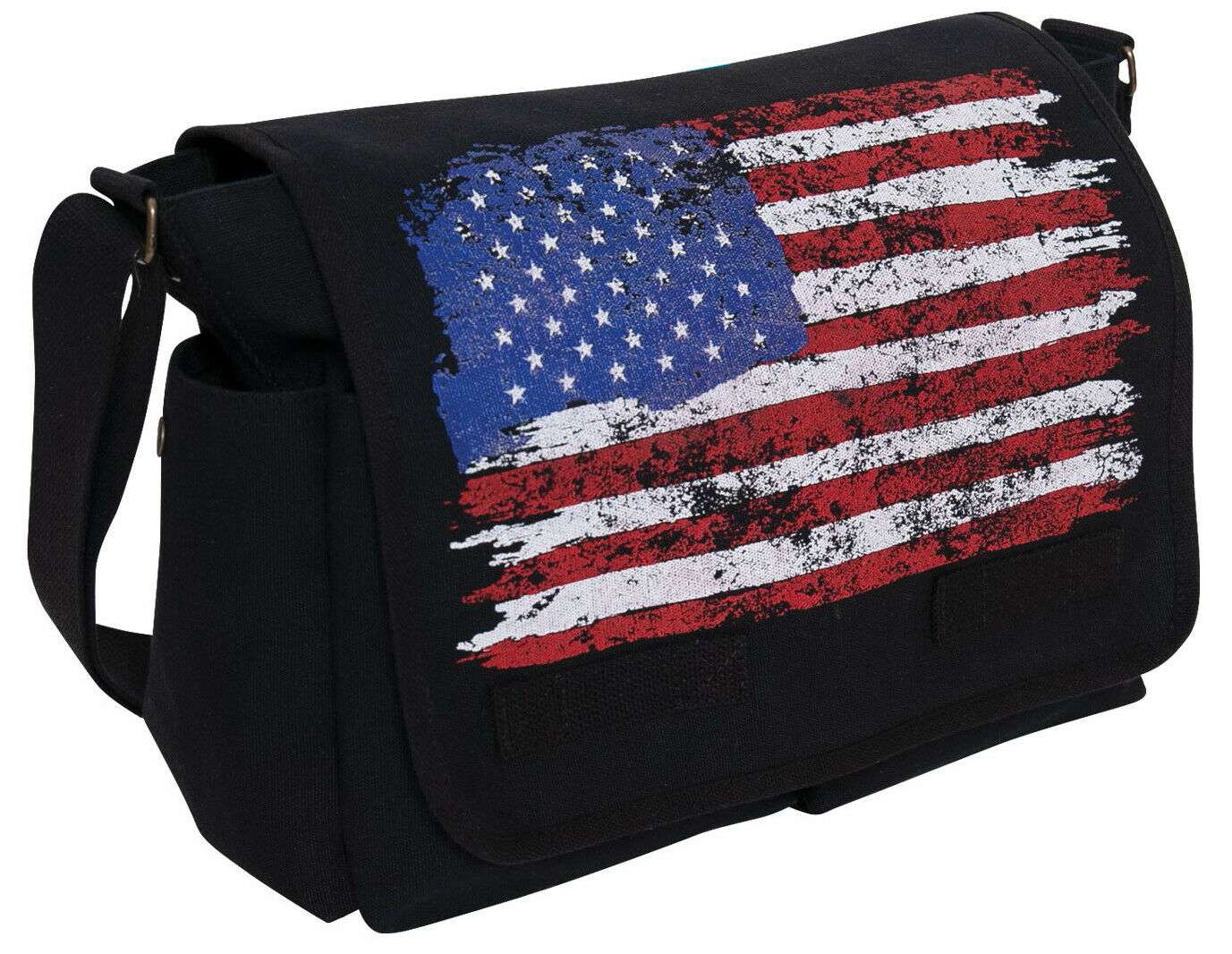 Rothco Distressed U.S. Flag Canvas Messenger Bag - Black