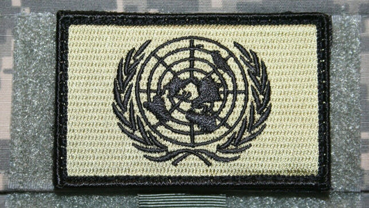 un flag patch embroidered hook backing united nations green tactical 3" x 2"