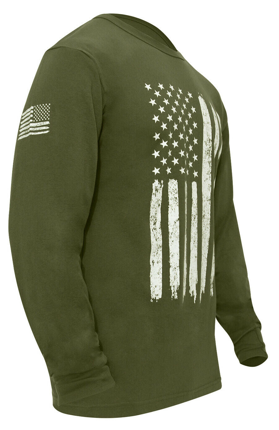Rothco US Flag Long Sleeve T-Shirt - Olive Drab Green