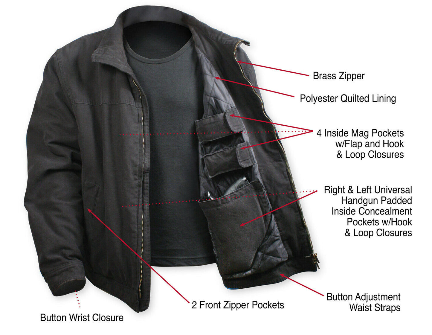 Rothco Concealed Carry 3 Season Jacket - Black