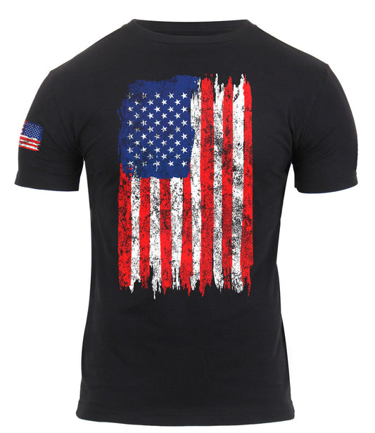 Rothco Distressed US Flag Athletic Fit T-Shirt - Red White and Blue