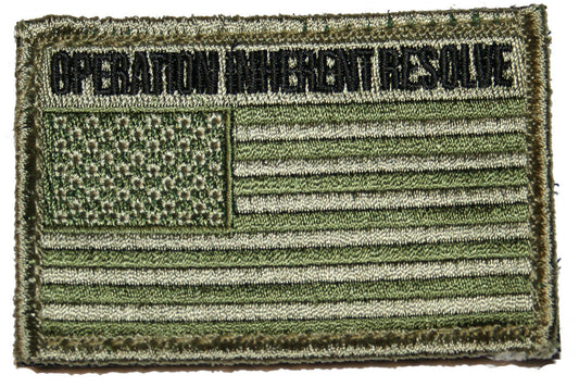 Green US Flag Patch Military Tactical Operation Inherent Resolve 3" x 2"