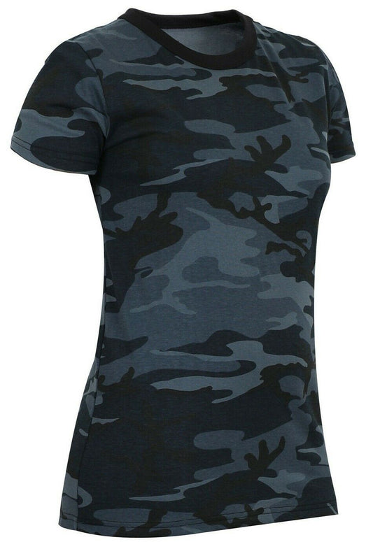 Rothco Womens Long Length Camo T-Shirt - Midnight Blue Camo