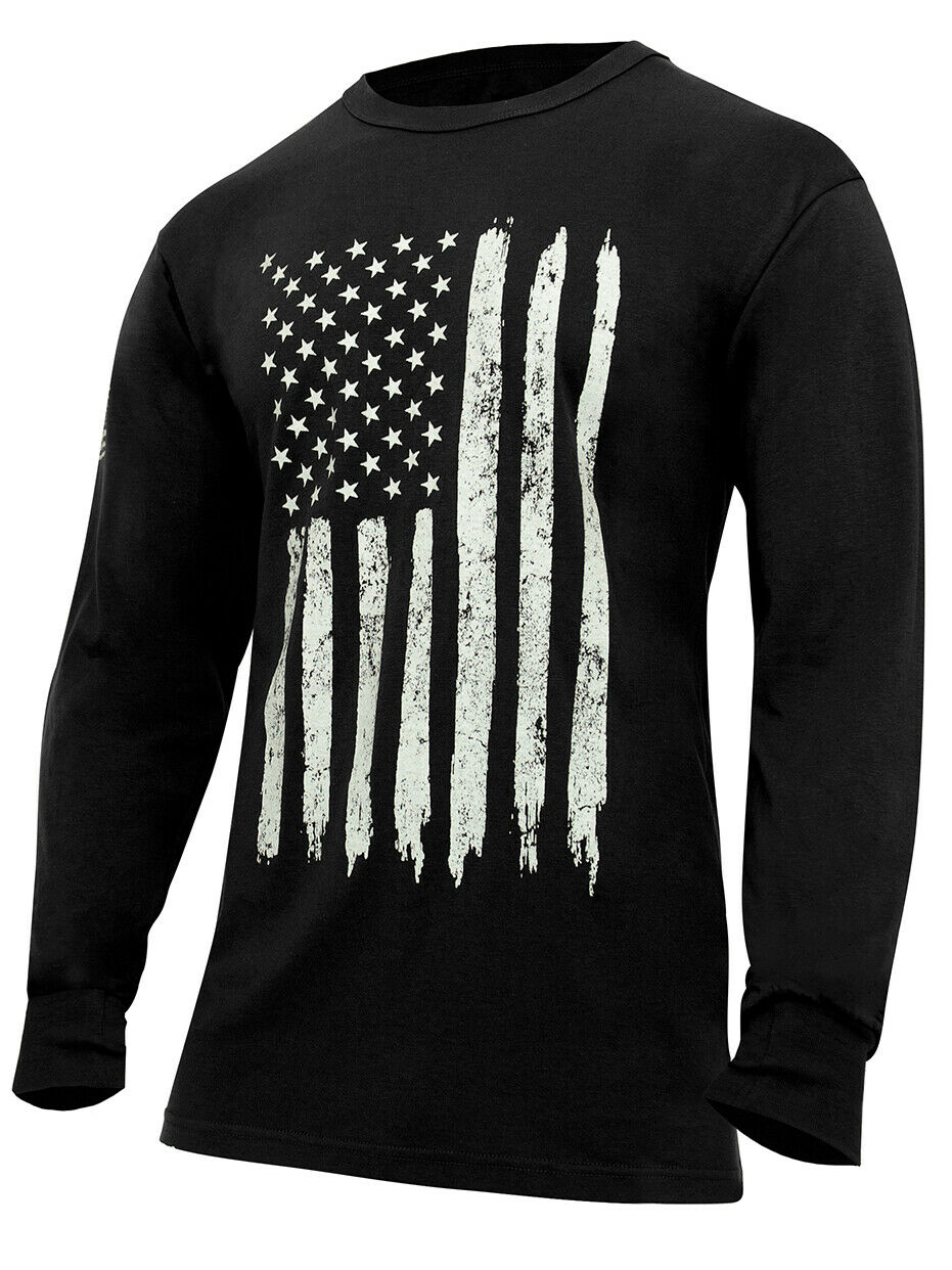 Rothco US Flag Long Sleeve T-Shirt - Black