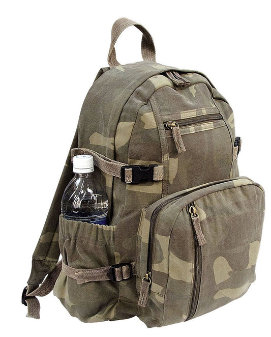 Rothco Vintage Canvas Compact Backpack - Woodland Camo