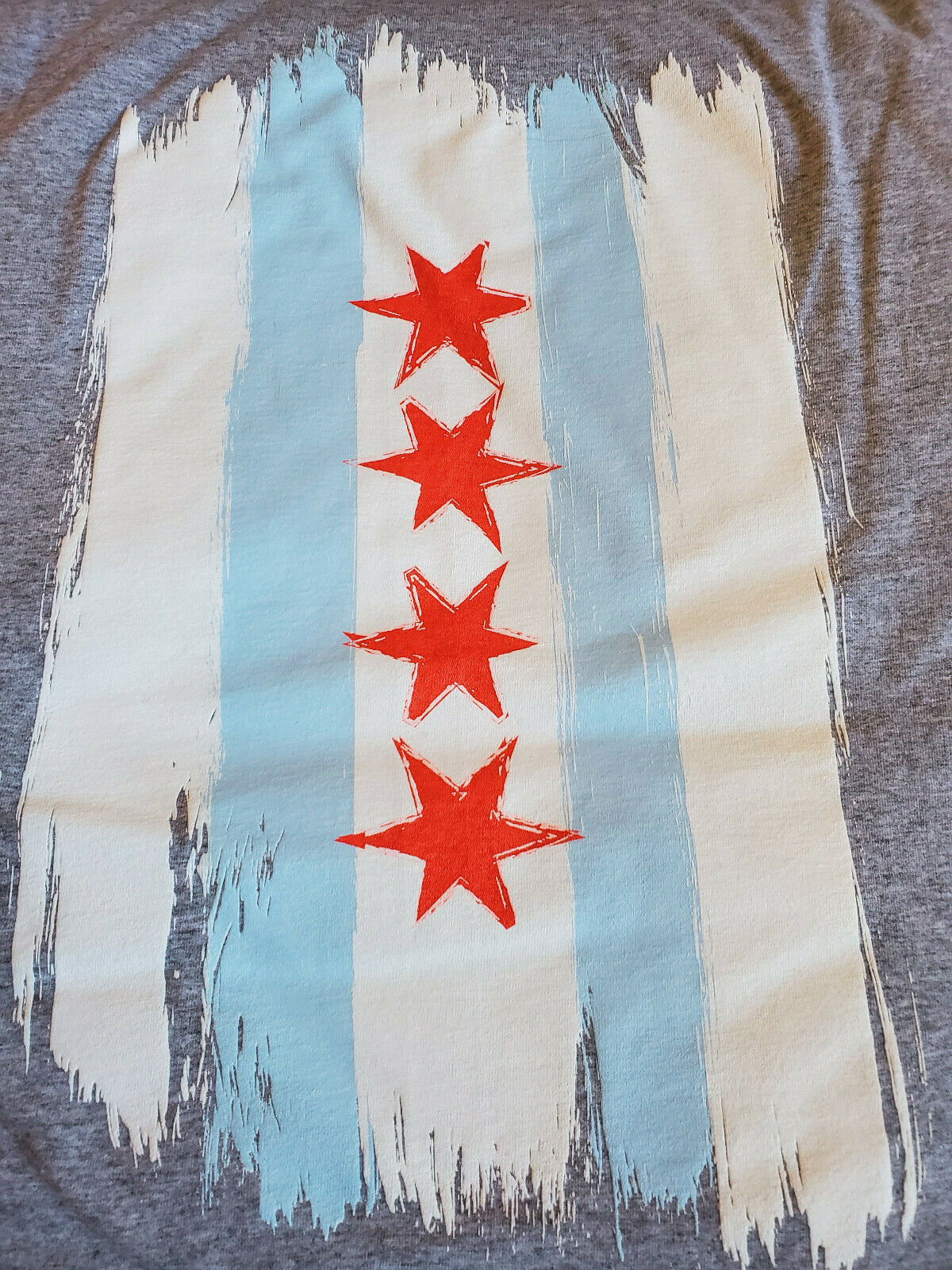 Long Sleeves Chicago Flag T-shirt - Grey