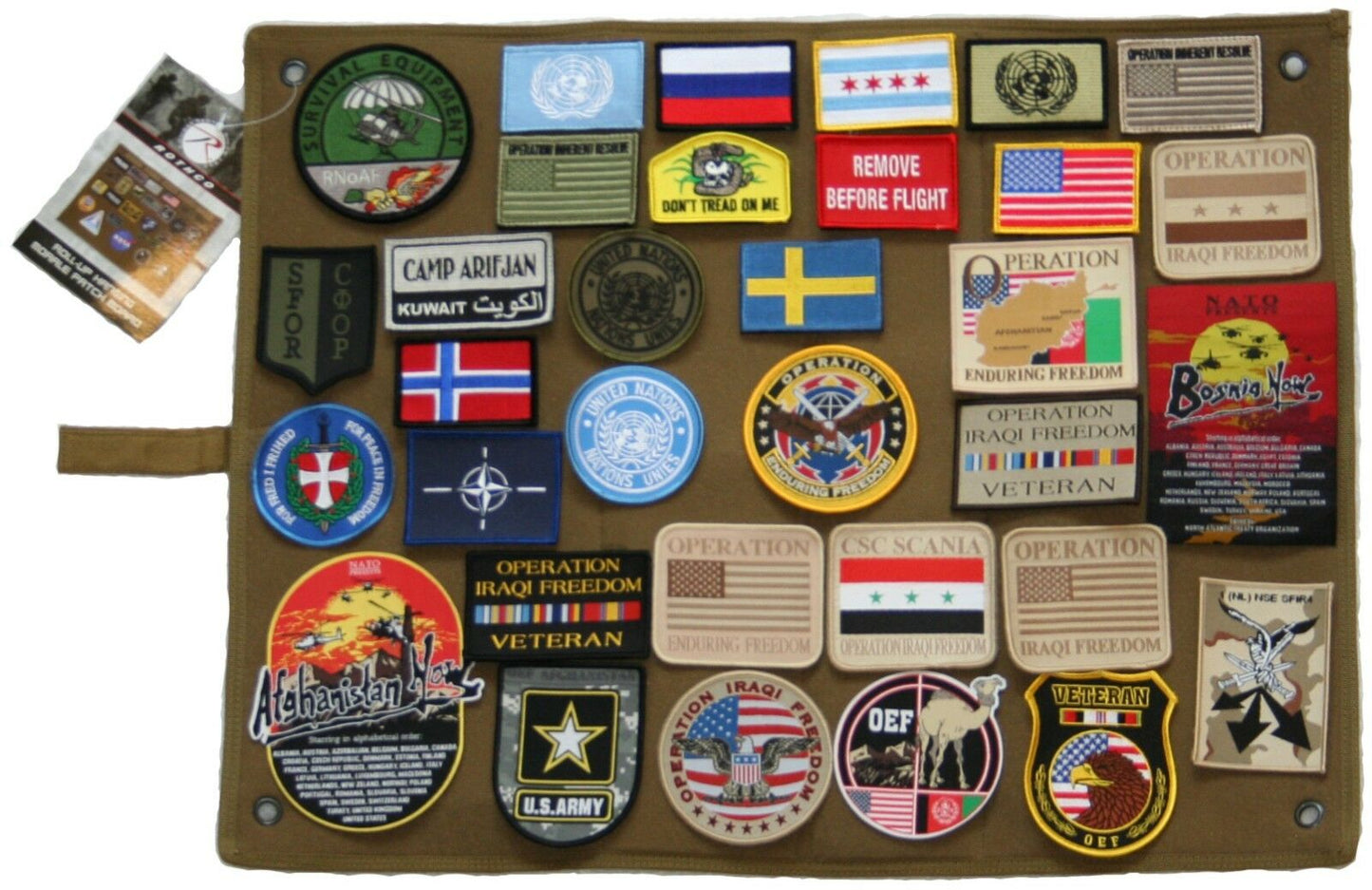 Rothco Hanging Roll-Up Morale Patch Board - Coyote Brown