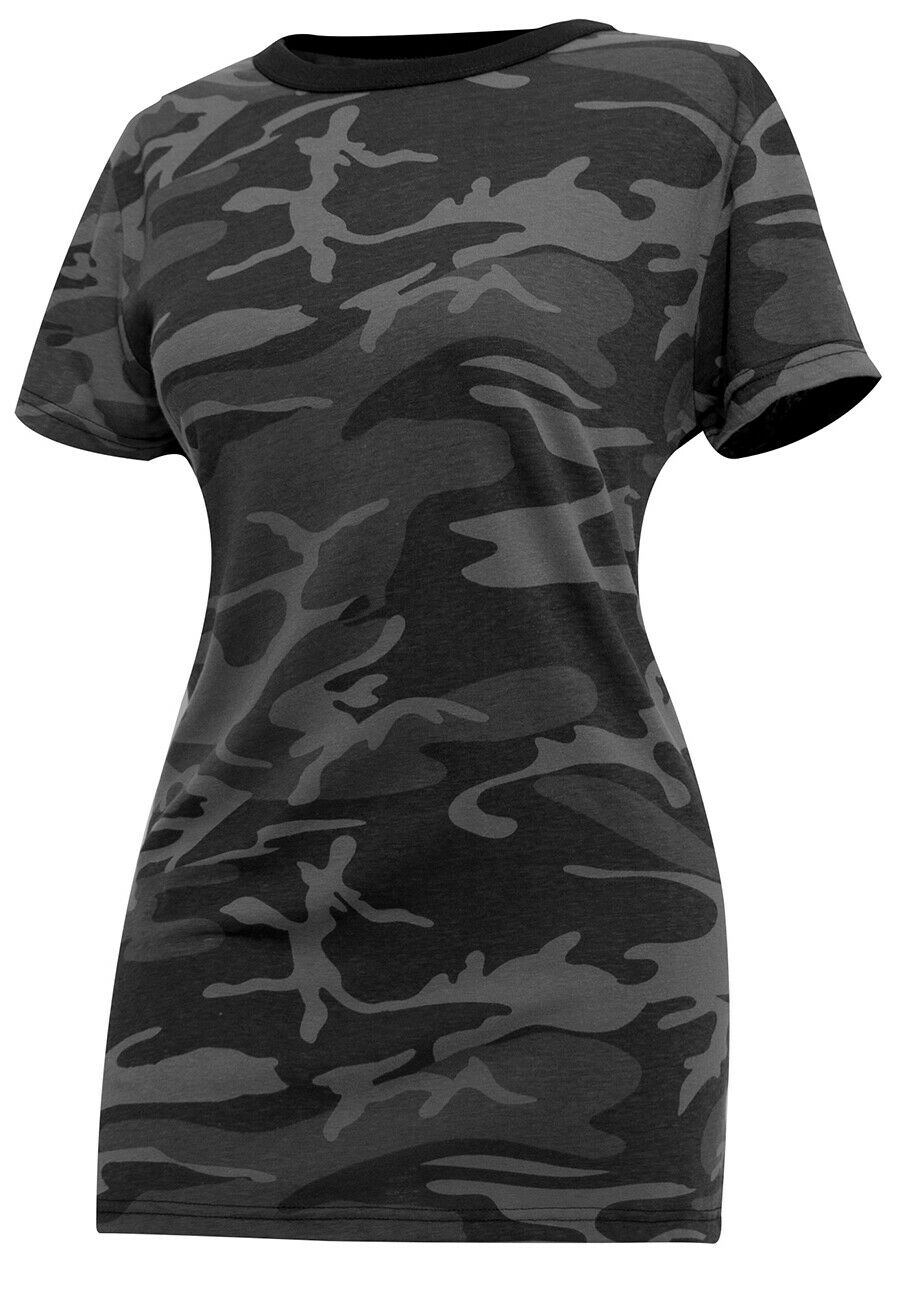 Rothco Womens Long Length Camo T-Shirt - Black Camo