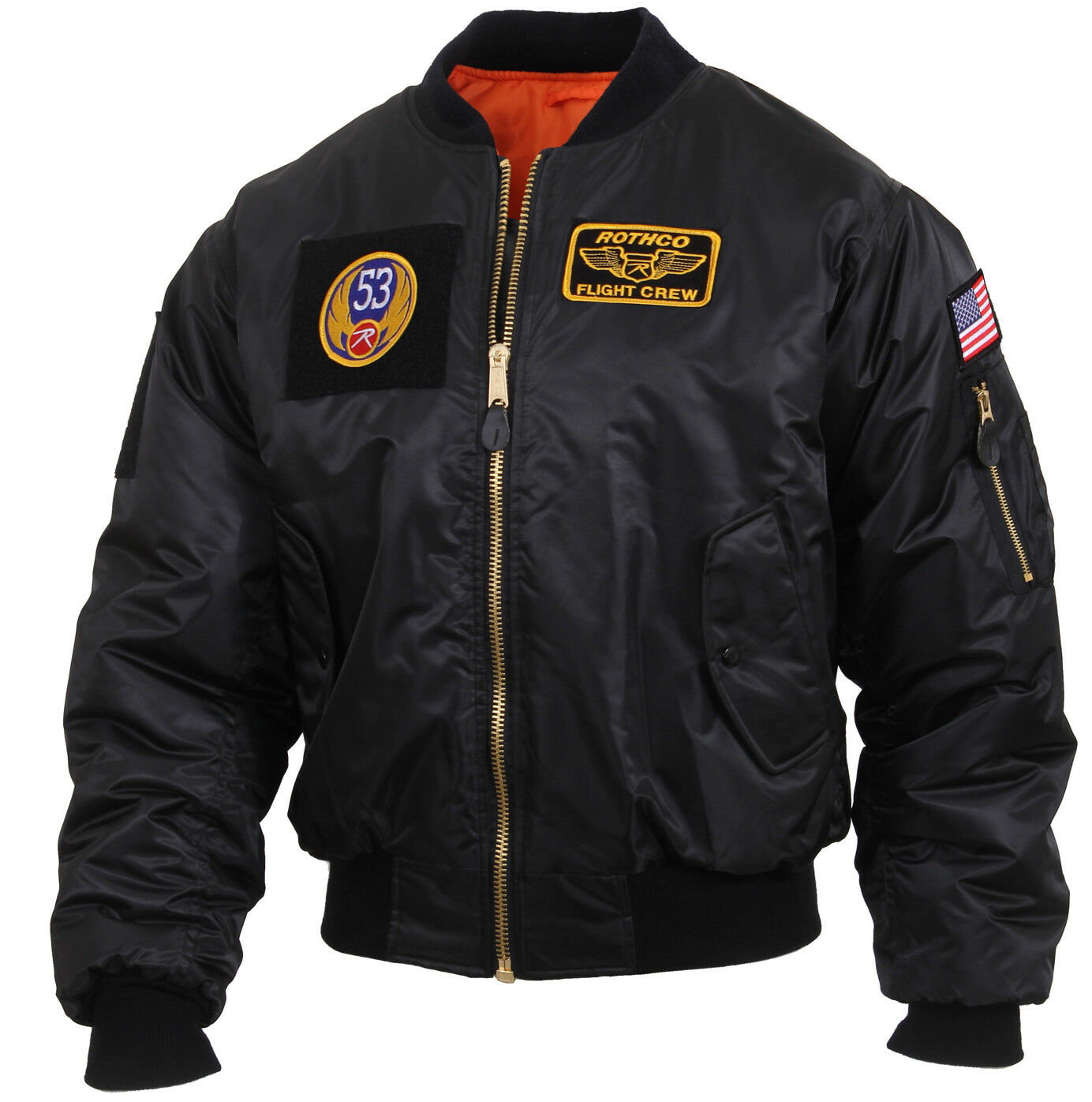 Rothco MA-1 Flight Jacket with Patches - Black