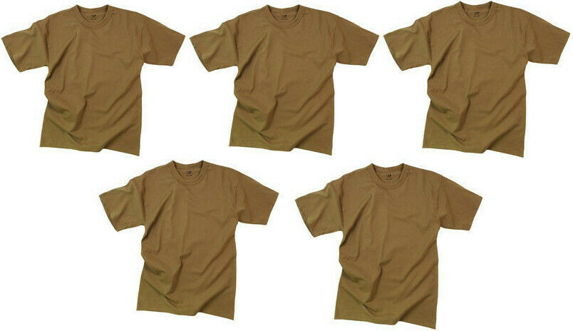Rothco Solid Color 100% Cotton T-Shirt - 5 Pack Brown