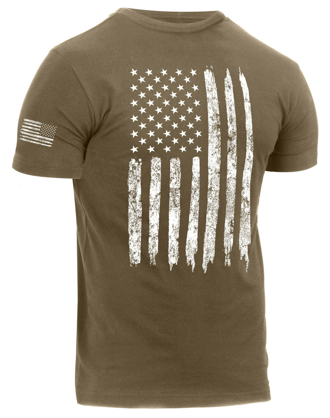 Rothco Distressed US Flag Athletic Fit T-Shirt - Coyote Brown
