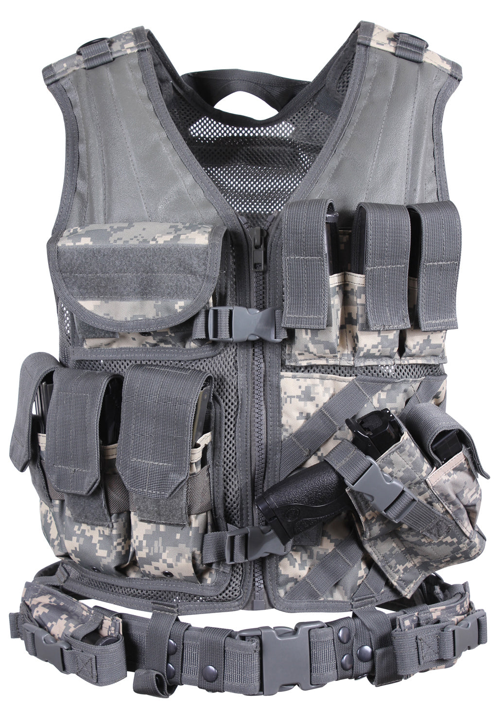 Rothco Cross Draw MOLLE Tactical Vest - Regular Size (S-XL) ACU Digital Camo