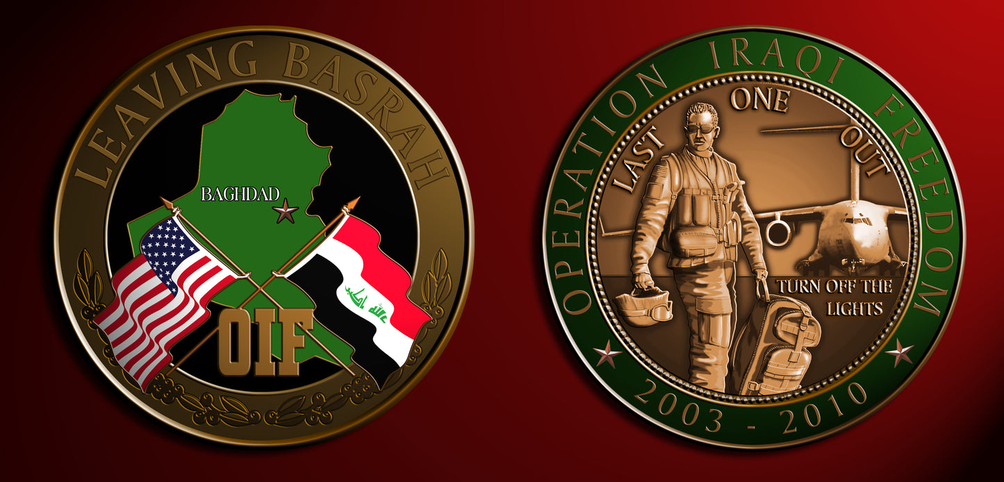 Military Challenge Coin - Leaving Basrah Operation Iraqi Freedom