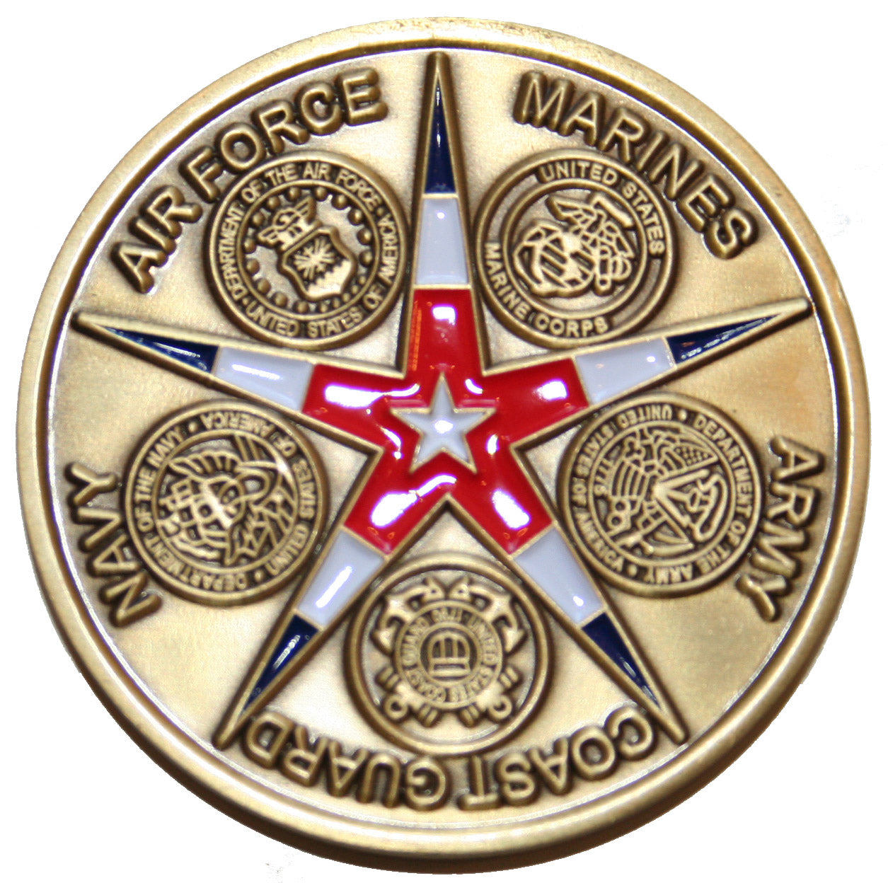 Military Challenge Coin - OEF Afghanistan Coalition Flags and US Branches
